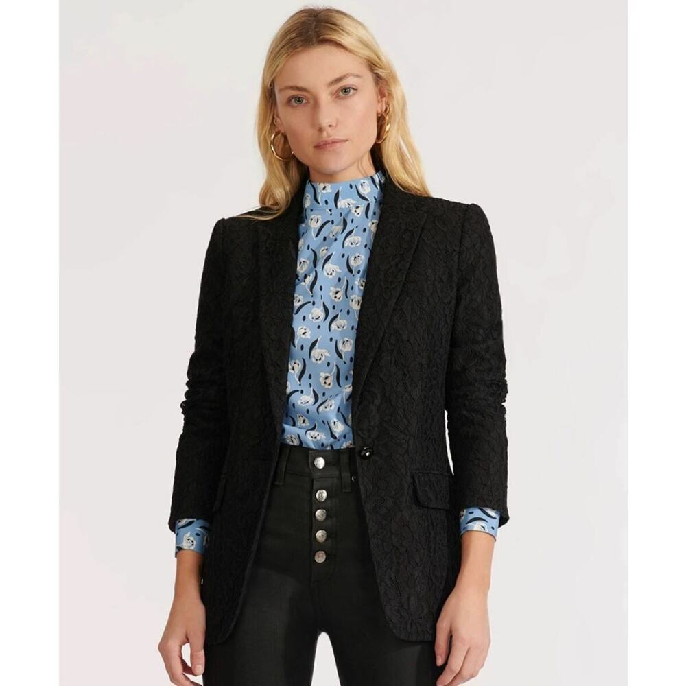 Veronica Beard Black Ashburn Jacket Lace Blazer Size 6